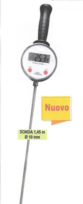 Termometro digitale per caseifici con sonda in acciaio e cavo di